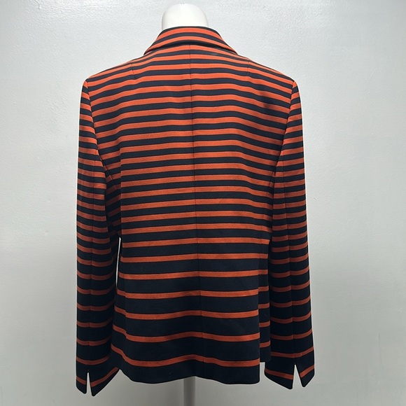 Akris Punto Blazer Jacket Heavyweight Coat Button Down Striped Orange Blue US 12 - Picture 5 of 11